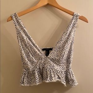 Floral crop top tank with deep v neckline